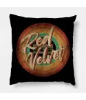 Red Velvet Throw Pillow Vintage Circle Art (Velvet) — White Stylish Ver.