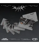 CLOSE YOUR EYES blackout eyes ver. contents — includes QR card, photocards, acrylic keyring, stickers, and lyrics sheet