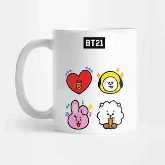 كوب سفر Bt21 — إصدار "TATA, CHIMMY, COOKY & RJ" — Bt21 Black Edition