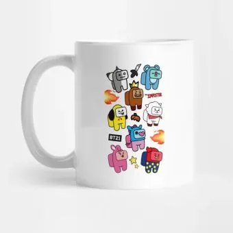 كوب سفر Bt21 — إصدار "Retro Type" — Bt21 Black Edition