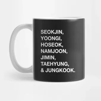 Bts K pop Mug ALL MEMBERS NAME — Black Deluxe Ver.