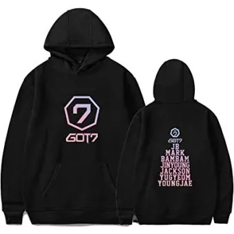 هودي سحاب Got7 — إصدار "GOT7" — Got7 Black Hoodie
