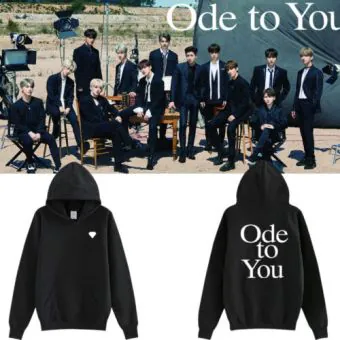 هودي سحاب Seventeen — إصدار "SEVENTEEN" — Seventeen Black Hoodie