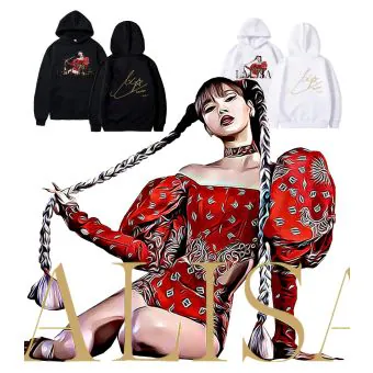 هودي سحاب Black Pink — إصدار "LALISA" — Black Pink Black Hoodie