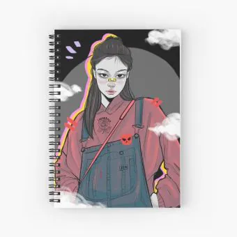 Black Pink K pop Notebook JENNIE KIM FAN ART — Gold Retro Ver.