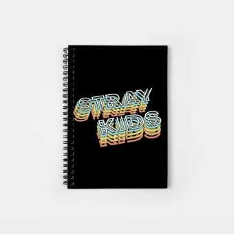 Stray Kids Spiral Notebook Retro Typography Faded Style (Grid) — Blue Retro Ver.