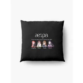Aespa Throw Pillow Chibi — Black Classic Ver.