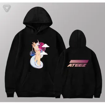 هودي بولوفر Ateez — إصدار "ATEEZ" — Ateez Black Hoodie