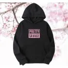 Black Pink Zip Hoodie Pretty Savage — Beige Edition