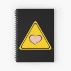Black Pink Notebook Funny Fake Hazard Symbol Sign — White Classic Ver.