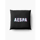 Aespa Throw Pillow Glitch — Navy Edition